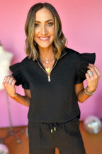 Alyssa Textured Flutter Sleeve Top