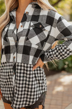 Cecelia Patchwork Drawstring Hooded Shacket