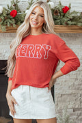 Aliella Letter Graphic Loose Long Sleeve Top
