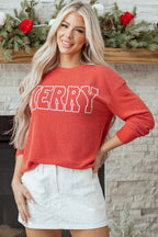 Aliella Letter Graphic Loose Long Sleeve Top