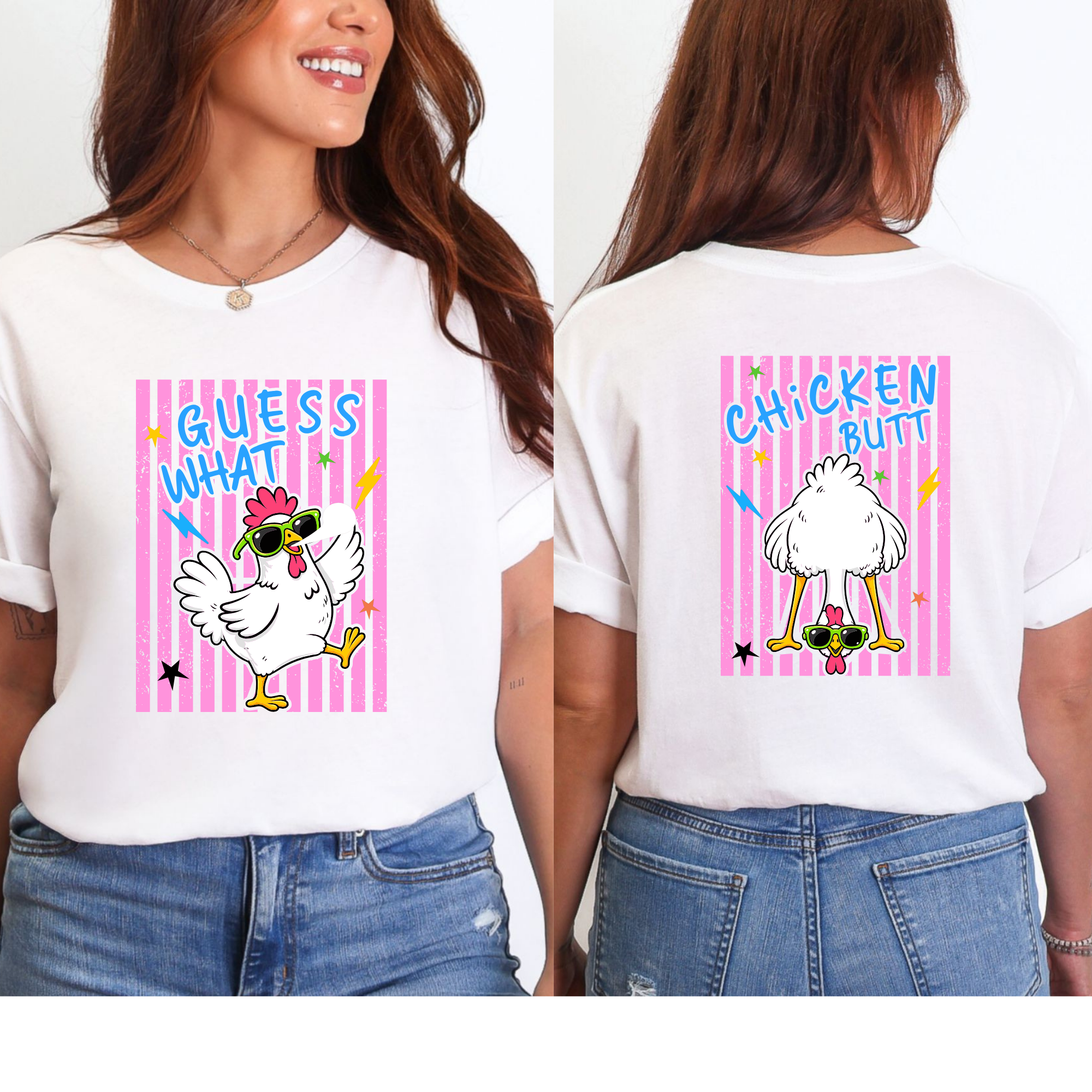 Wholesale Guess What Chicken Butt Graphic Tee - White Tee