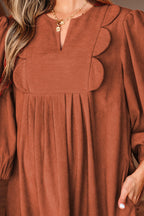Yaranina Pleated Corduroy Mini Dress