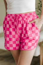 Checkered Drawstring Casual Shorts