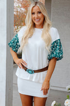 Aileen Floral Puff Sleeve Oversized Top