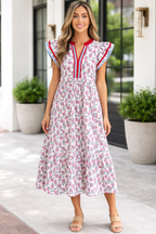 Milani Flutter Sleeve Long Dress