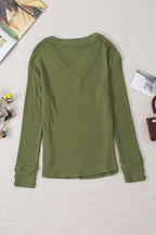 Anahi Textured Knit Cuffs Long Sleeve Top