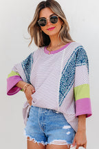 Kyra Patchwork Bracelet Sleeve Blouse