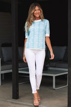 Leilani Floral Crewneck Short Sleeve Sweater