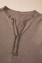 Zahra Waffle Knit Neckline Long Sleeve Top