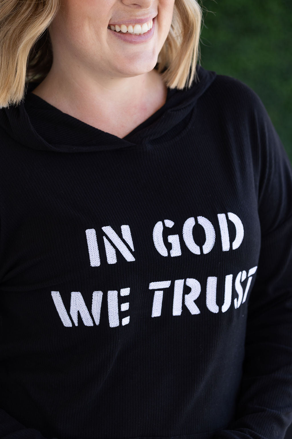 IN STOCK Corrine Embroidered Hoodie - In God We Trust FINAL SALE