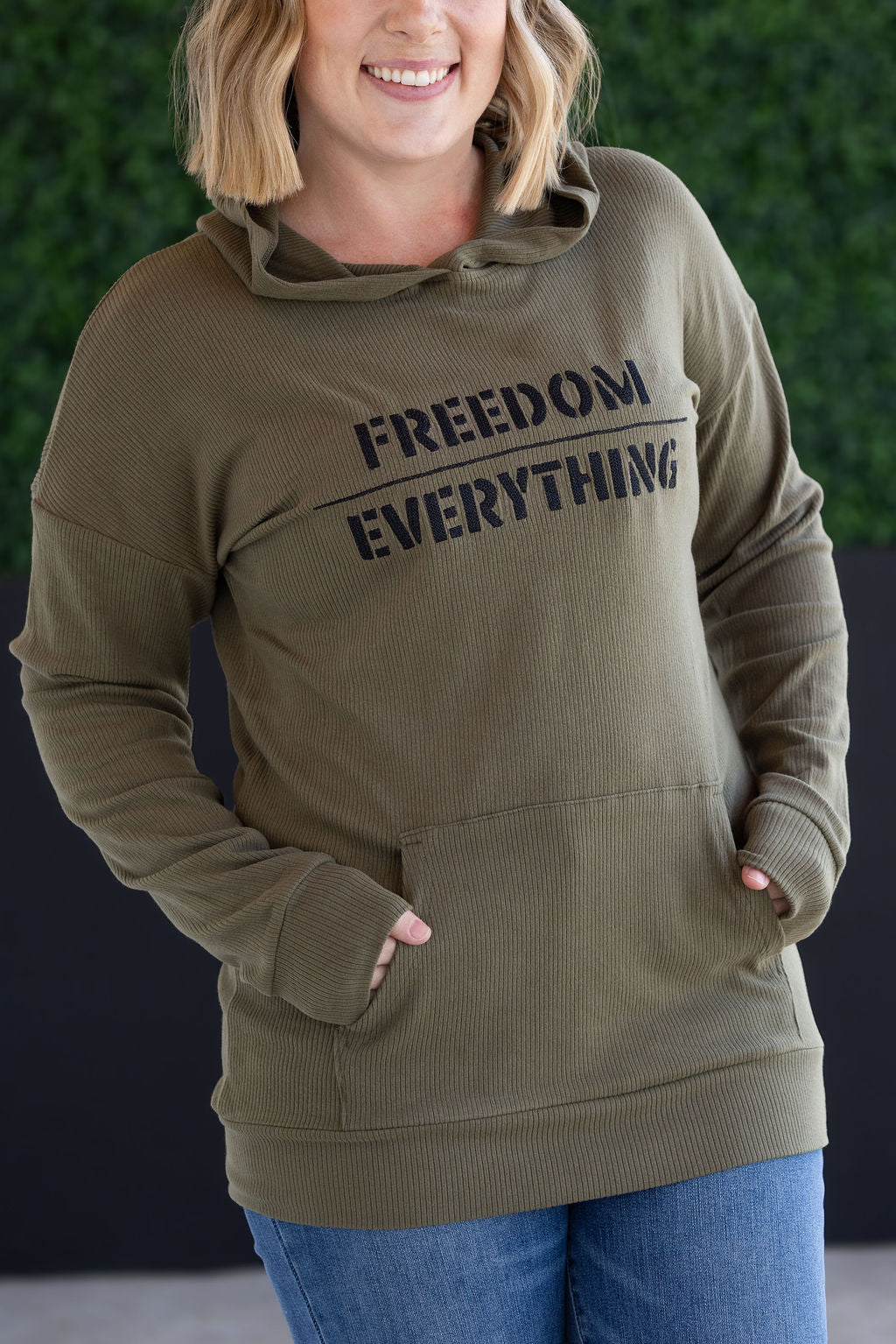 IN STOCK Corrine Embroidered Hoodie - Freedom Over Everything FINAL SALE