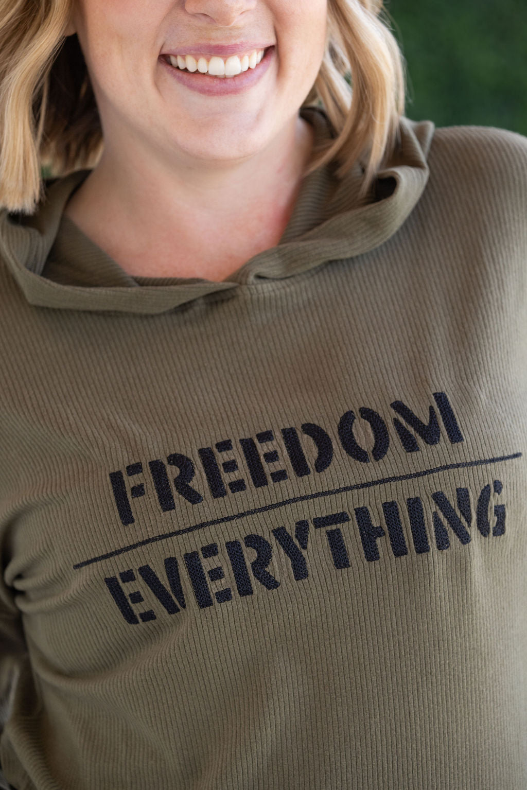 IN STOCK Corrine Embroidered Hoodie - Freedom Over Everything FINAL SALE