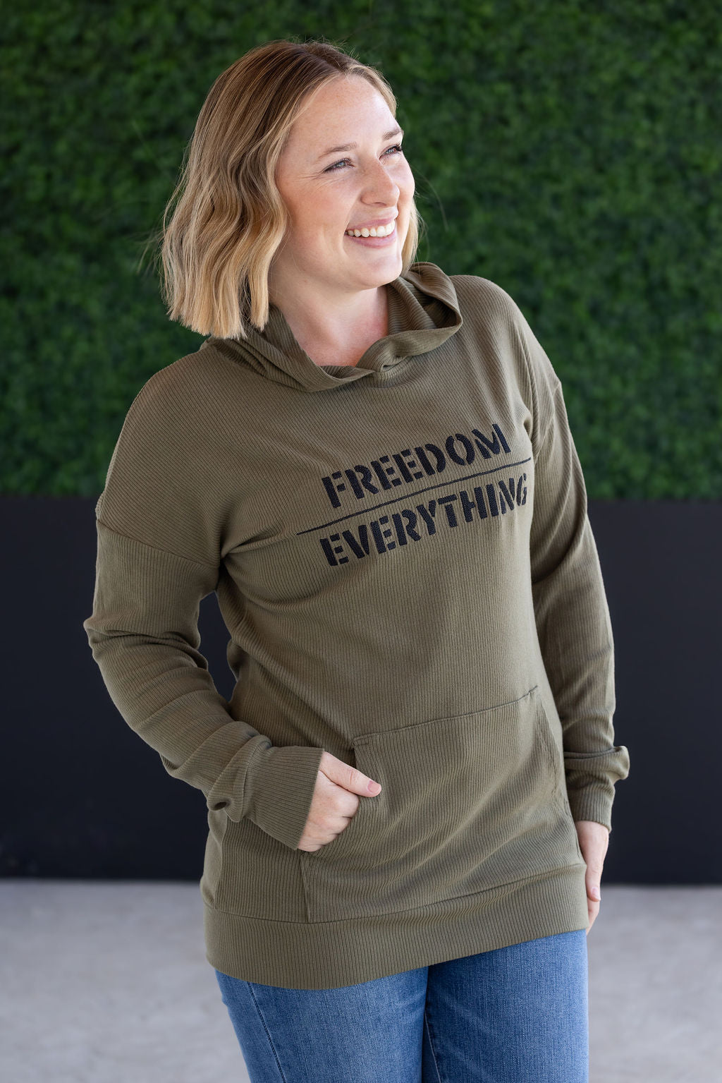 IN STOCK Corrine Embroidered Hoodie - Freedom Over Everything FINAL SALE