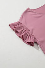 Ruth Satin Ruffle Sleeve Top