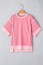Katie Raw Seam High Low Side Split Top