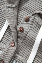 Taytum Patchwork Drawstring Hooded Long Sleeve Top
