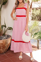Rose Ruffle Hem Maxi Dress