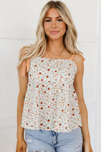 Maia Tied Shoulder Floral Print Babydoll Tank