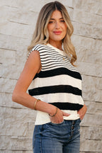 Irene Striped O Neck Sweater Vest