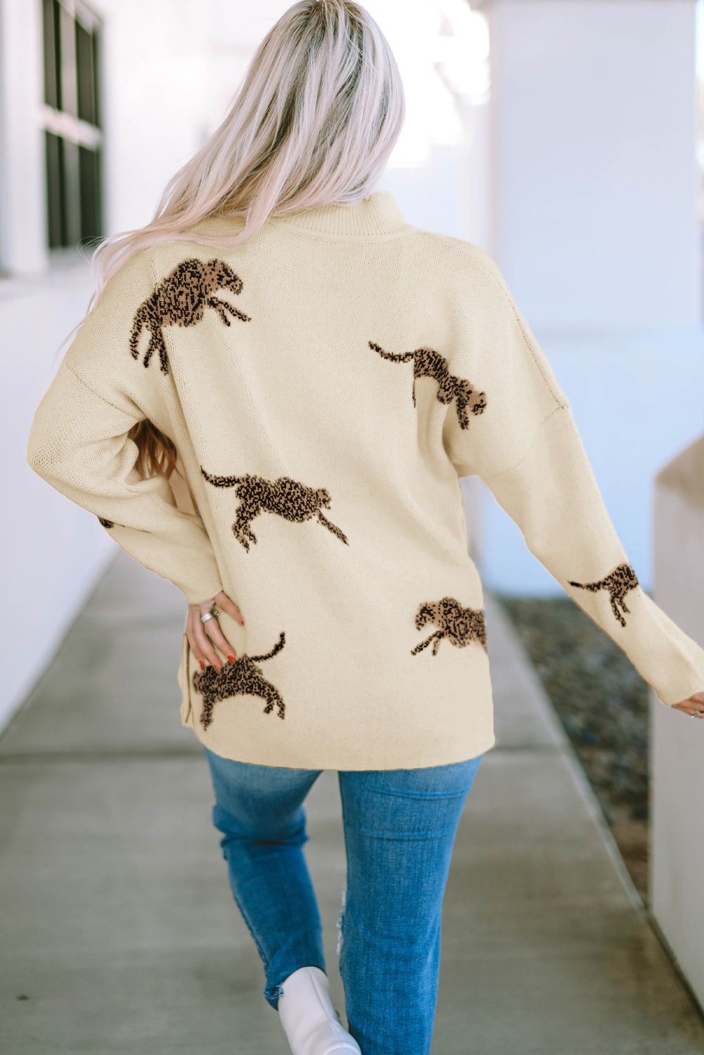Harper Print High Hem Sweater