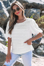 Luella Frilled Lace Trim Bubble Sleeve Blouse