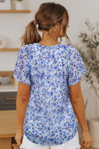 Ellie Flutter Sleeve V Neck Floral Blouse