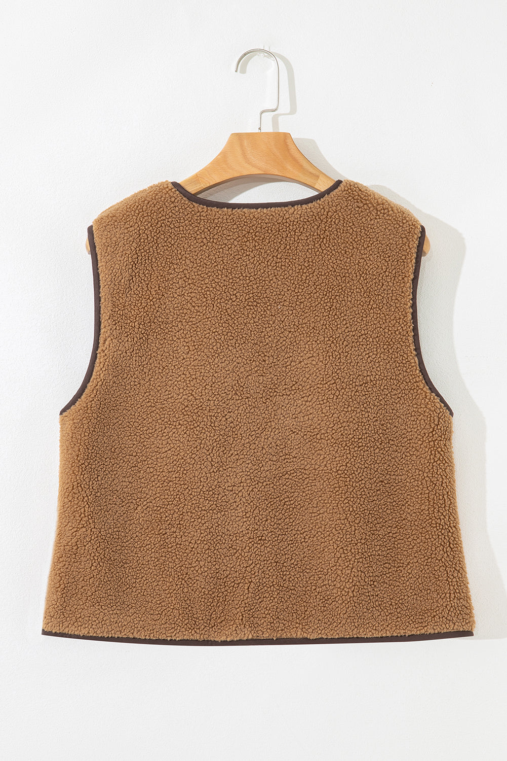 Nicole Contrast Trim Tie Front Sherpa Vest