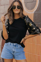Lara Splicing Half Sleeve Top