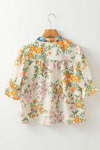 Gwen Crochet V Neck Boho Floral Blouse