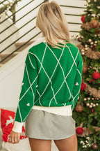 Diamond Pattern High Neck Sweater