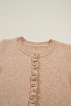 Yamileth Oatmeal Ruffle Trim Sweater