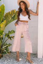 Gabriella Mineral Washed Terry Knit Cropped Wide Leg Pants