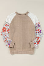 Bailey Patchwork Long Sleeve Ribbed Blouse