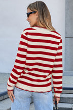 Rylee Stripe Button Cardigan Sweater