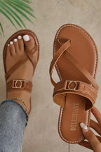 Everleigh Buckle Leathered Flat Slippers