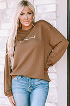Jessiette Loved Print Corduroy Sweatshirt