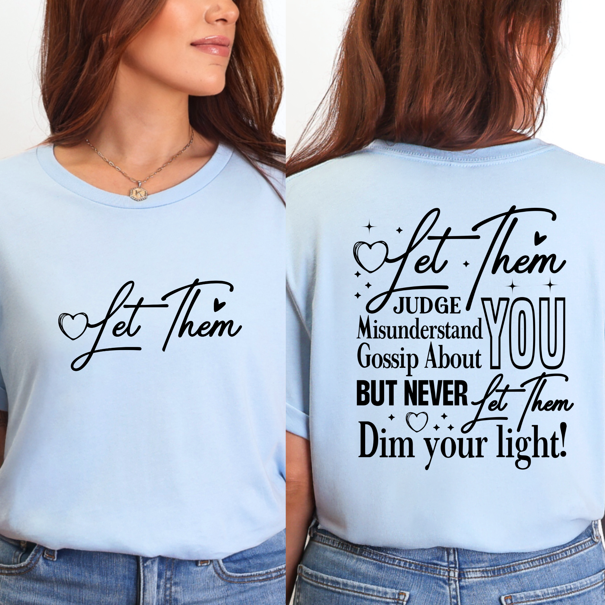 Wholesale Let Them Words Graphic Tee - Baby Blue Tee