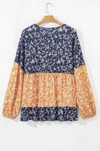 Cecilia Floral Ruffled Hem Round Neck Blouse