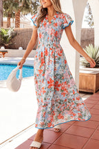 Nina Flutter Sleeve Long Dress