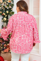 Alanna Plus Size Floral Frilled Neck Top