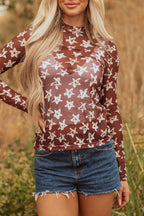 Alexandra Mesh Star Sheath Long Sleeve Top