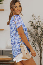 Ellie Flutter Sleeve V Neck Floral Blouse