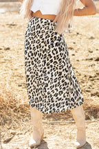 Johanna Leopard Print High Waist Midi Skirt