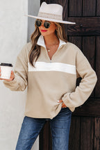 Nicole Colorblock Patchwork Zipped Pullover