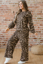 Catherine Leopard Pullover Drawstring Loose Pant Set