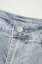 Scalloped Acid Wash High Waist Denim Shorts