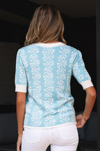 Leilani Floral Crewneck Short Sleeve Sweater
