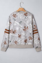 Salem Striped Sleeve Casual Sweatshirt