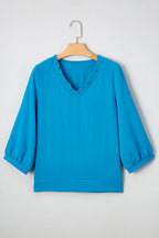 Clara V Neckline Crinkled Blouse