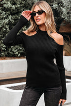 Bailey Ribbed Knit Cold Shoulder Sweater